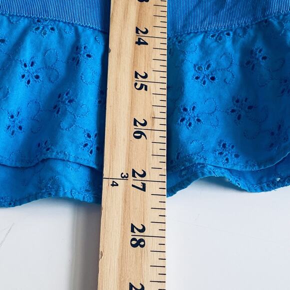 Laura Ashley VINTAGE Skirt 10 Blue Green Colorblock Eyelet Prairie Cottagecore - Picture 4 of 7